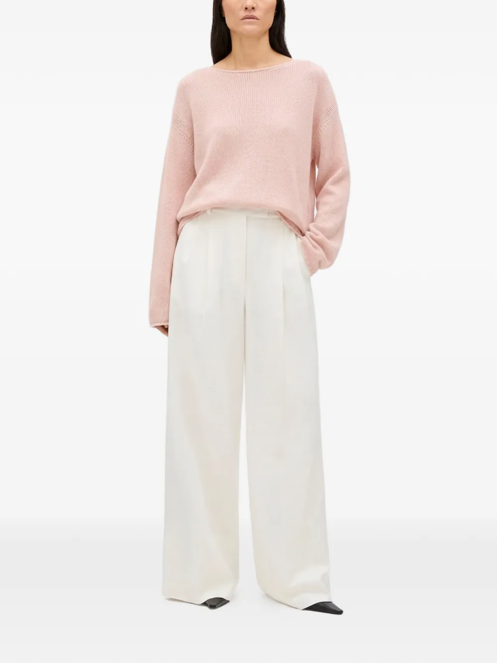 Another Tomorrow Gedrapeerde oversized trui Roze