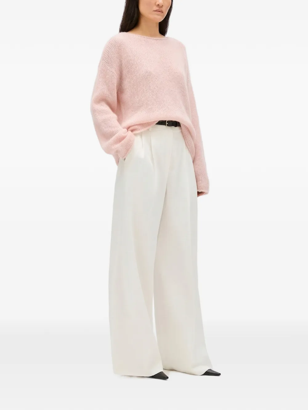 Another Tomorrow Gedrapeerde oversized trui Roze
