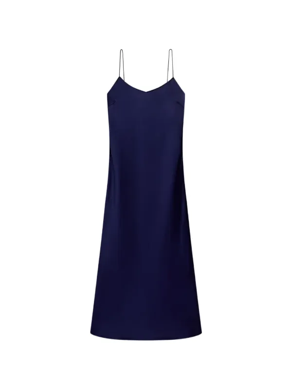 Another Tomorrow Bias-cut Satin Dress in Blue