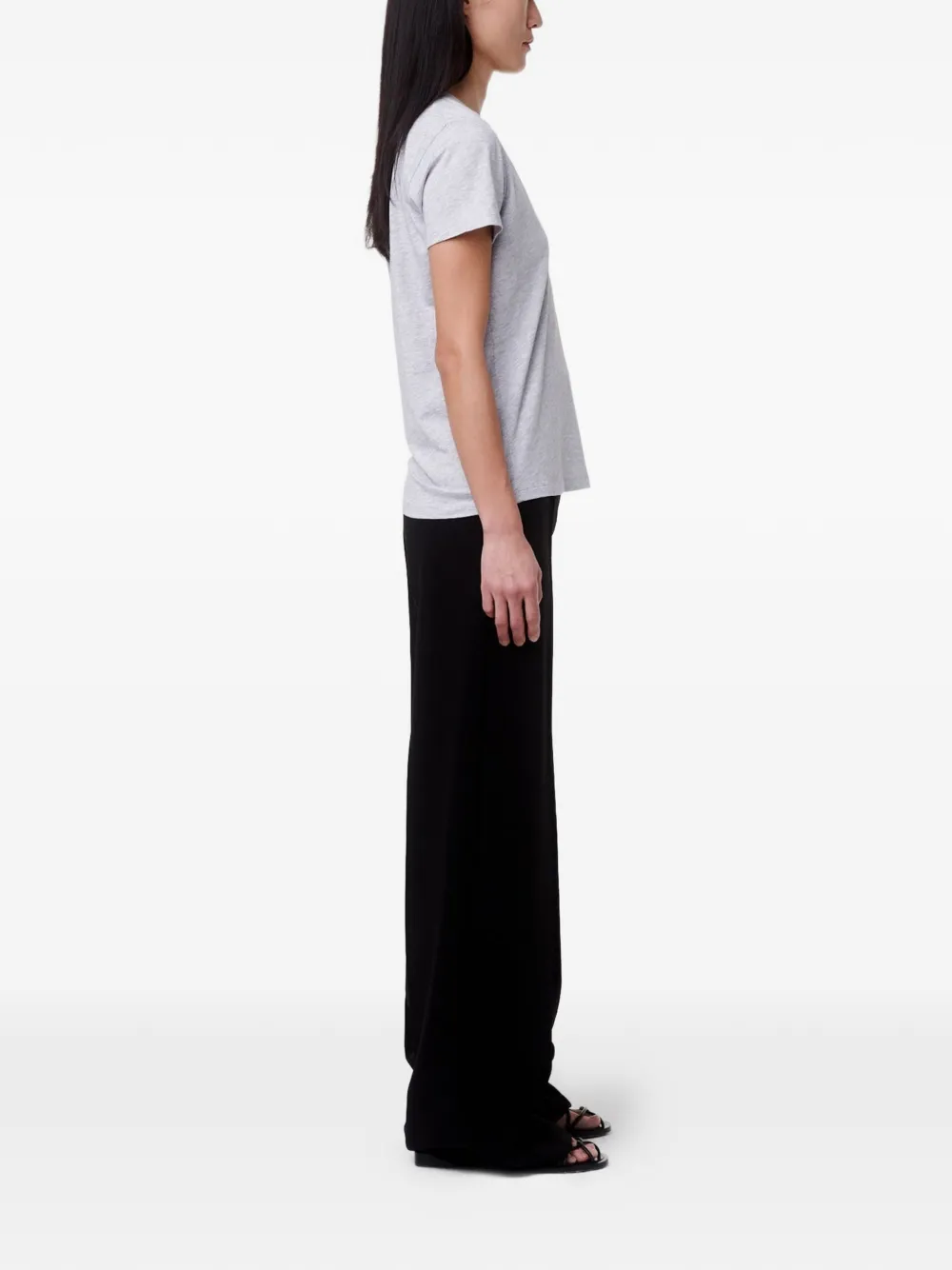 Another Tomorrow T-shirt met V-hals Grijs