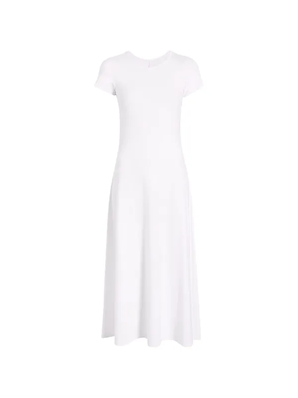 Another Tomorrow A-line Fitted Midi Dress in White