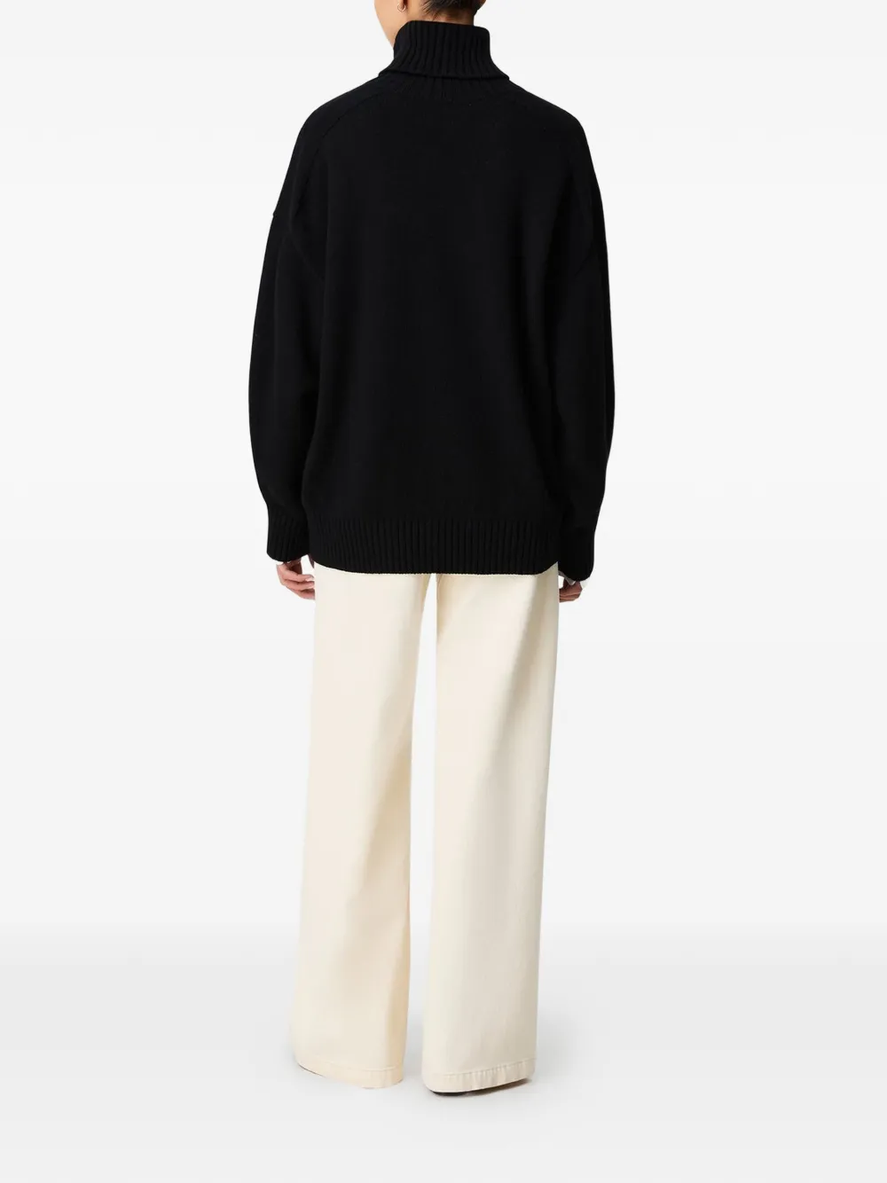 Another Tomorrow Ribbed-trim Turtleneck Sweater in Black, view 4