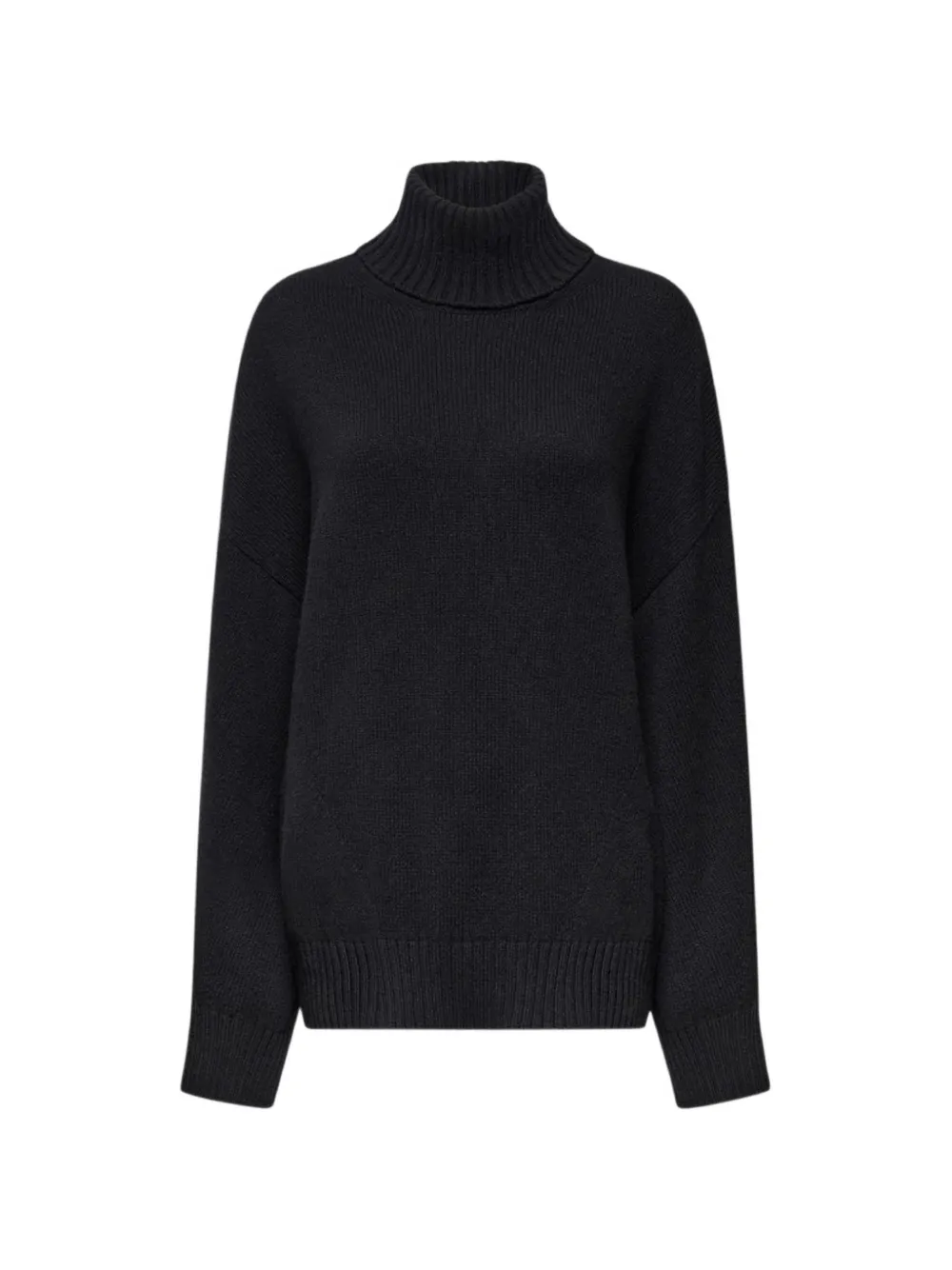 Another Tomorrow Ribbed-trim Turtleneck Sweater In Black