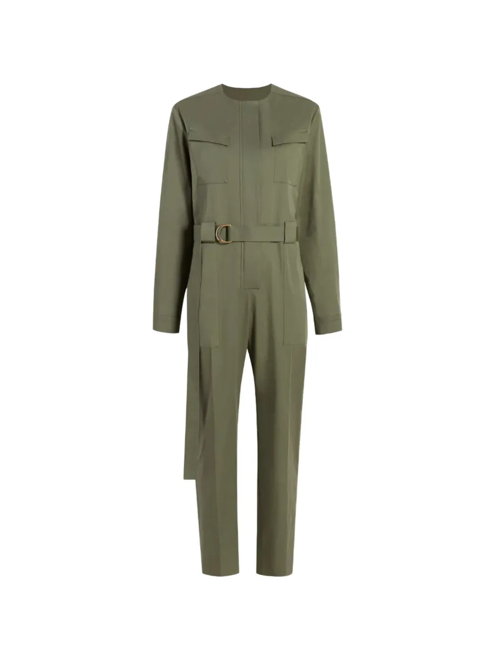 Another Tomorrow belted collarless jumpsuit - Grün