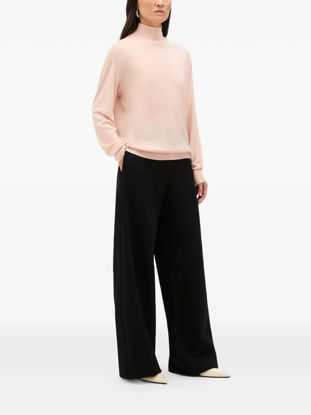  Another Tomorrow Featherweight Wool Sweater - Rose 