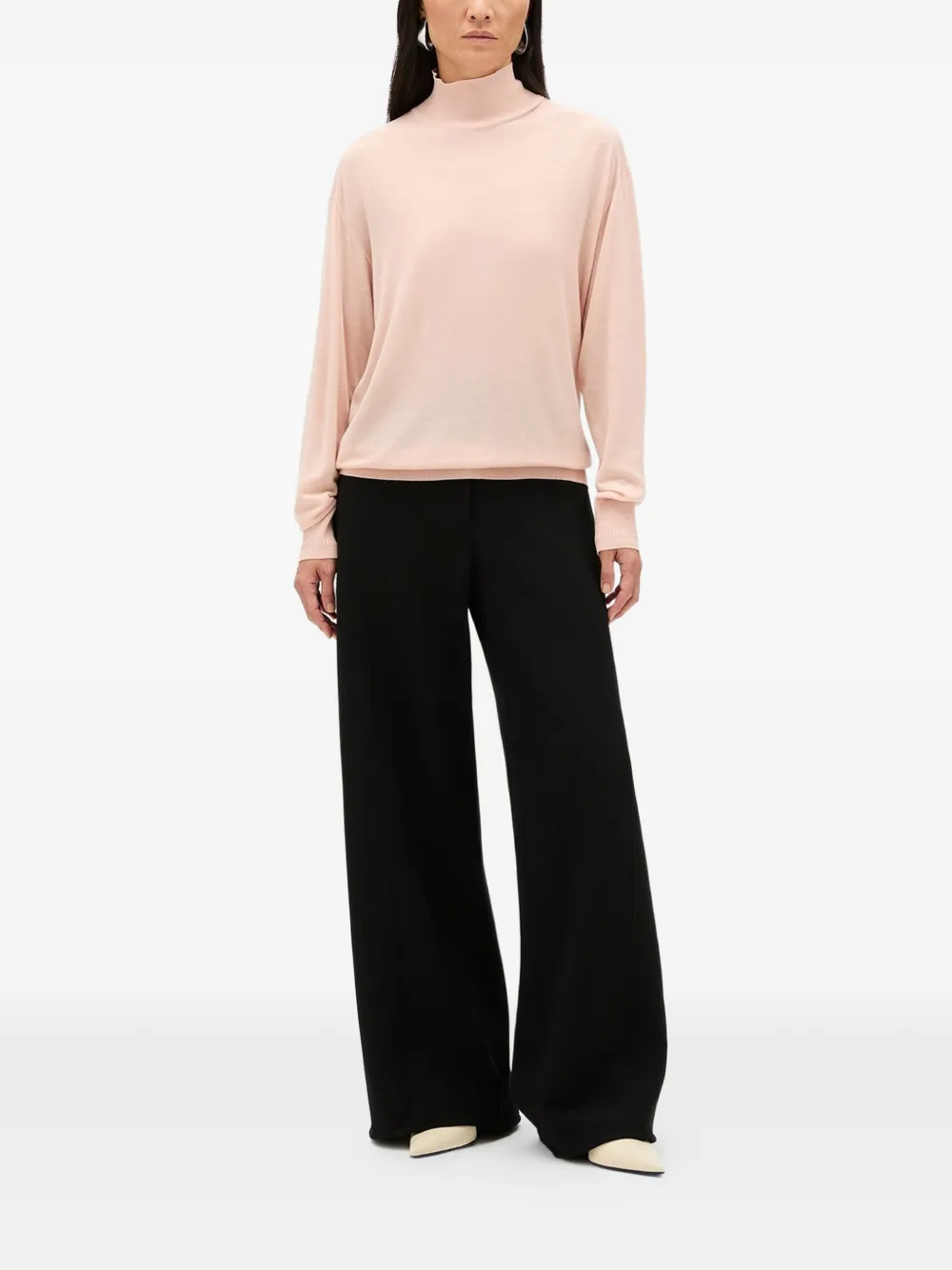 Another Tomorrow Featherweight Wool Sweater - Rose 