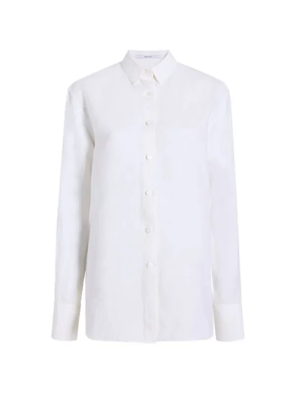 Another Tomorrow Linen Shirt in White