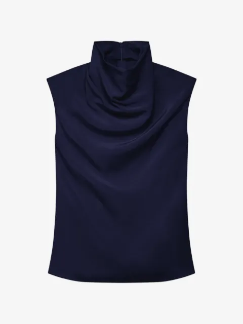 Another Tomorrow top drapeado con cuello desbocado