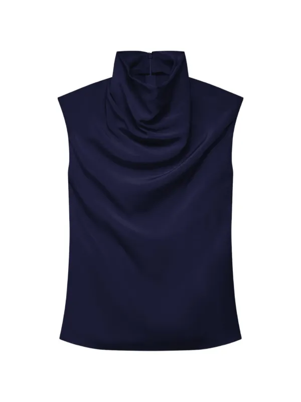 Another Tomorrow Cowl-neck Draped Top in Blue