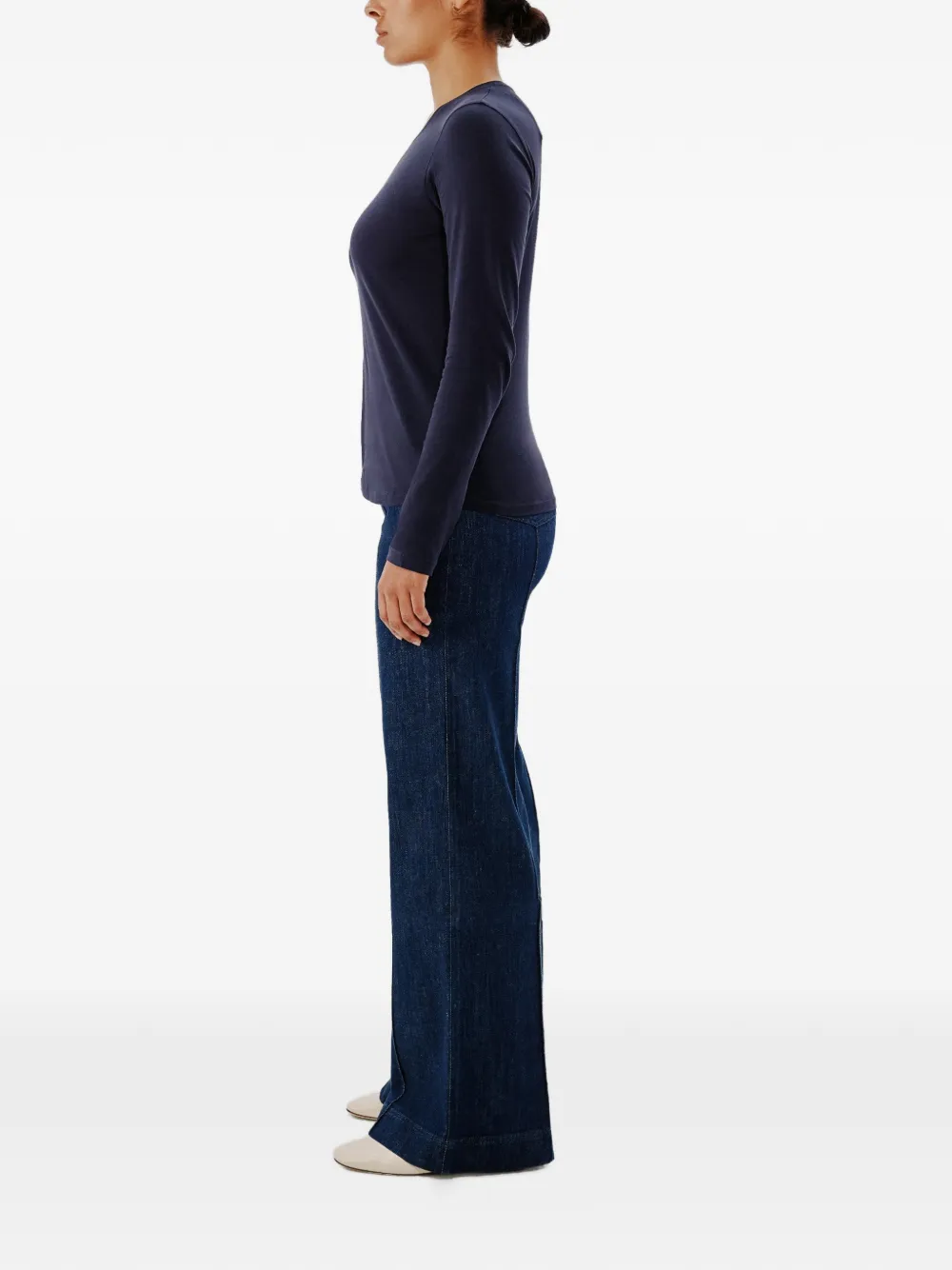 Another Tomorrow T-shirt met lange mouwen Blauw