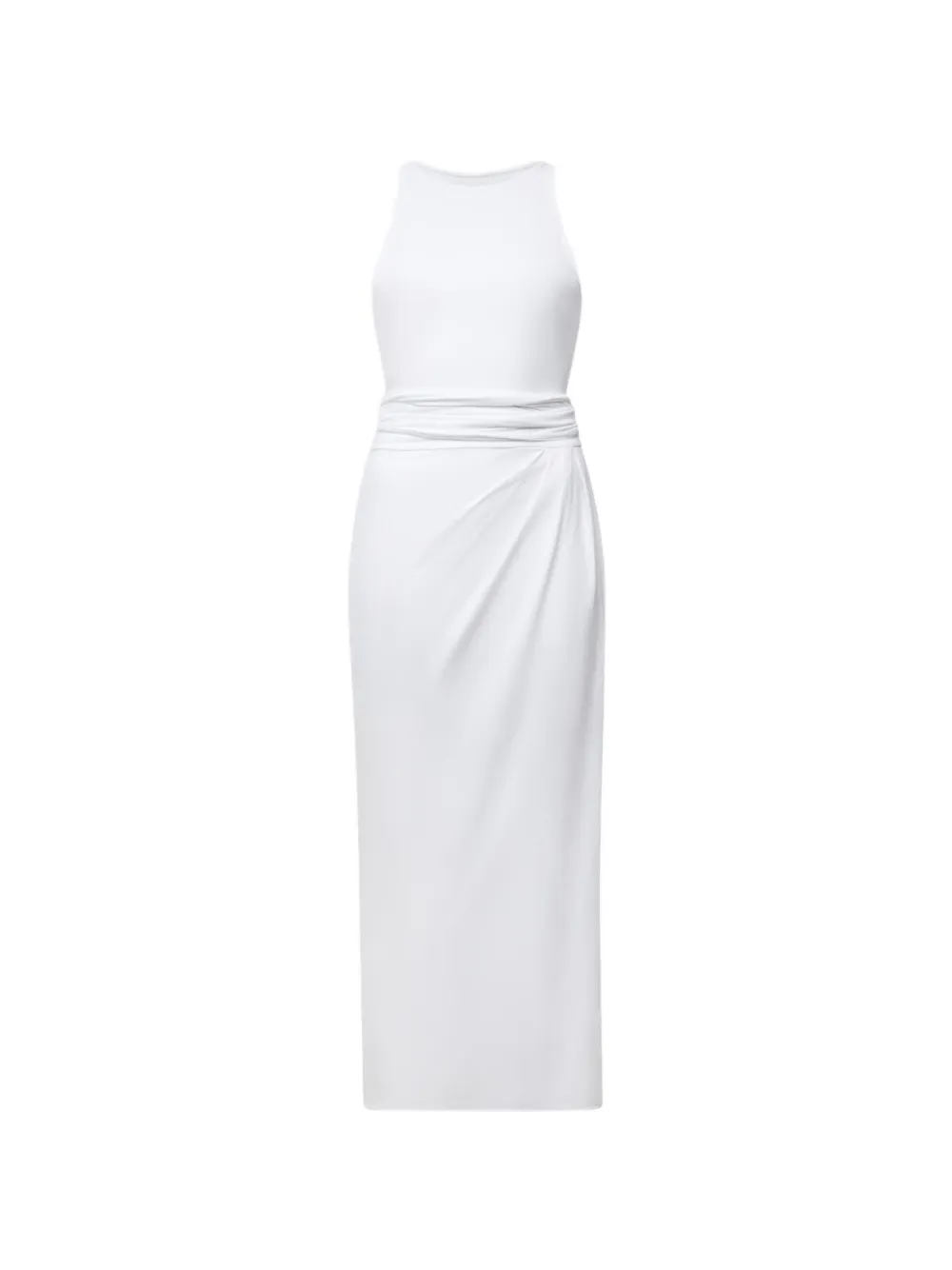 Another Tomorrow Sarong-tie Sleeveless Midi Dress In White