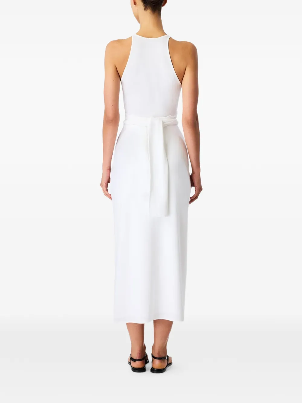 Another Tomorrow Mouwloze midi-jurk met strik Wit