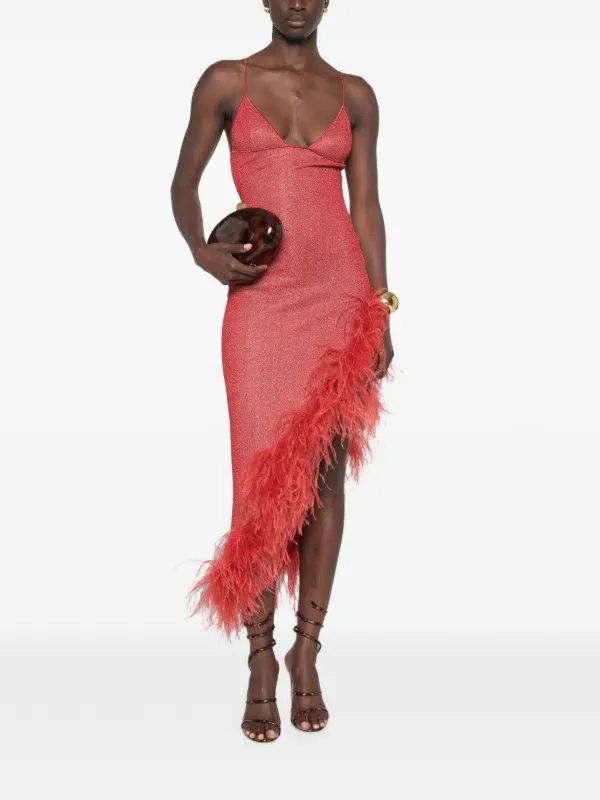 feather trim asymmetric dress Mac Duggal Feather Trim Asymmetric Dress
