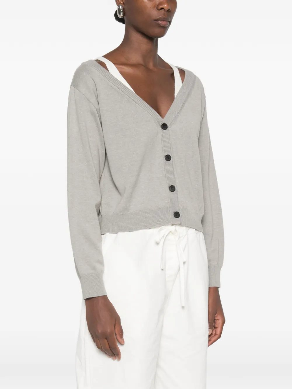  Ych V-neck Layered-effect Cardigan - Gris 