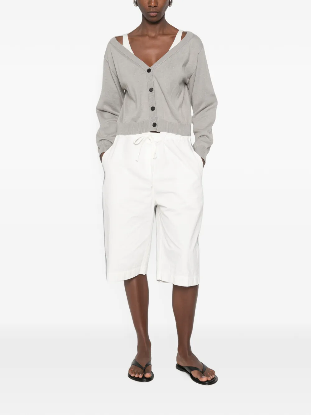  Ych V-neck Layered-effect Cardigan - Gris 