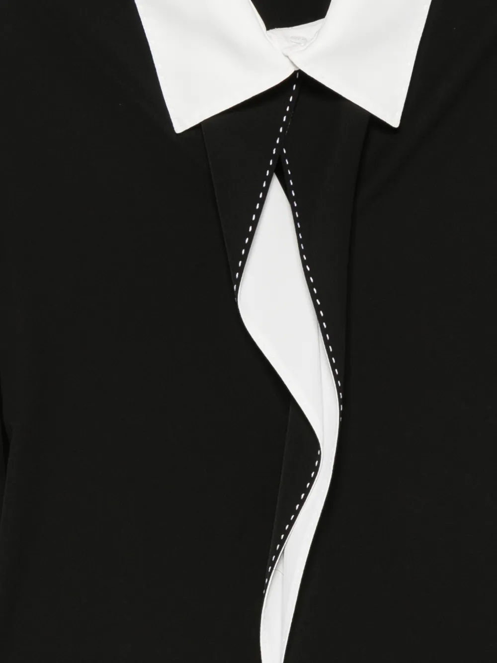  Ych Contrast-collar Blouse - Negro 