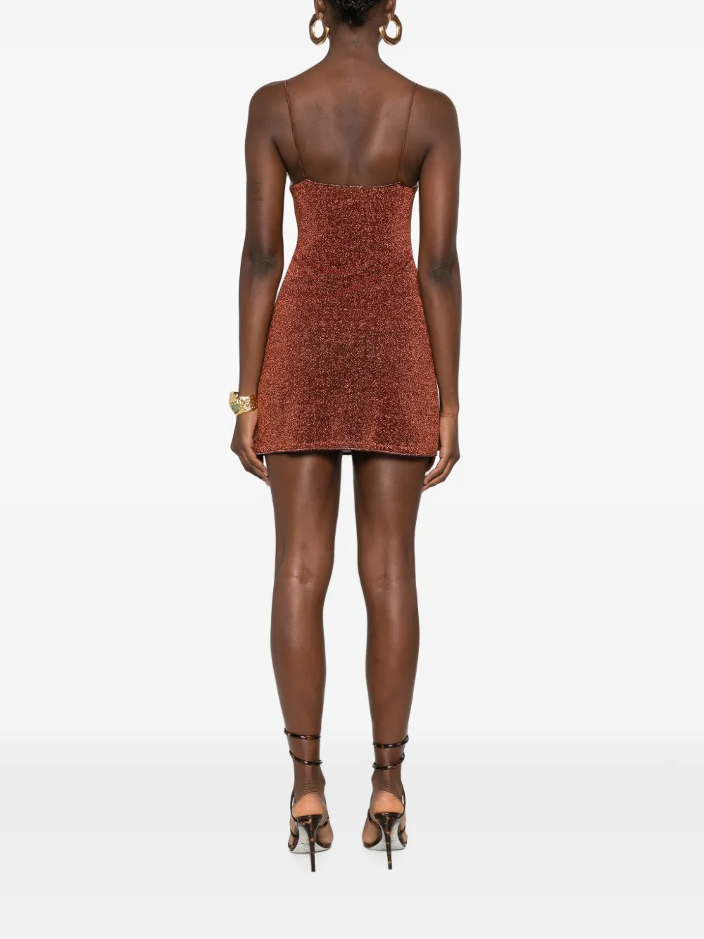 Oséree Lumière mini-jurk met lurex draad en schelpenpatch Bruin