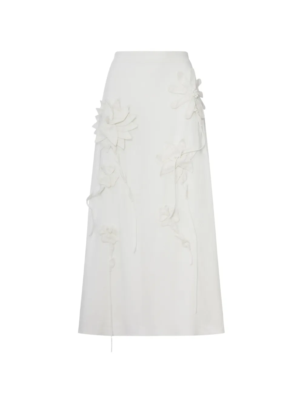 FARM Rio floral-appliqué A-line midi skirt - Weiß