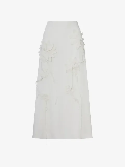 FARM Rio floral-appliqué A-line midi skirt