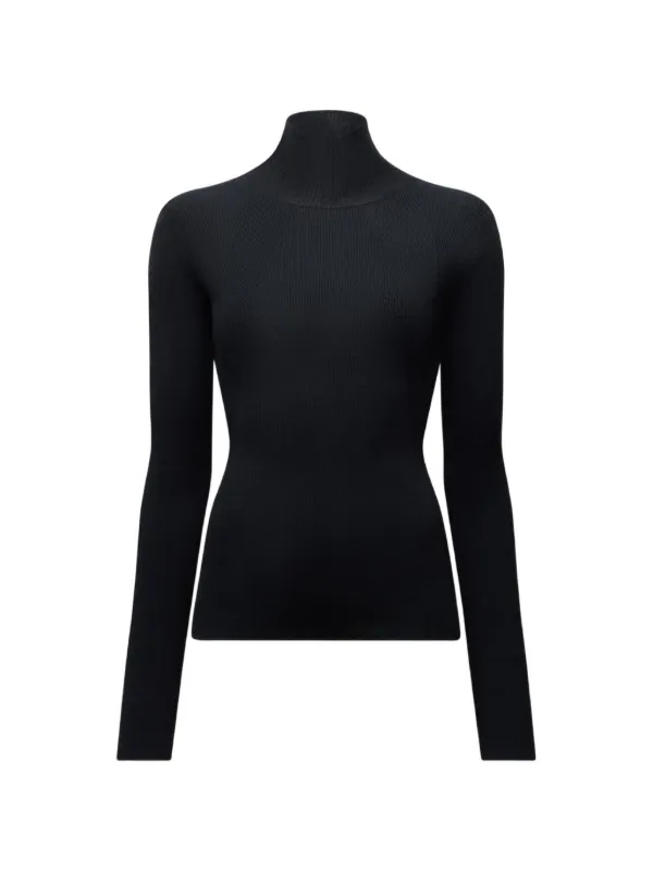 Another Tomorrow Rib-knit Sweater in Black