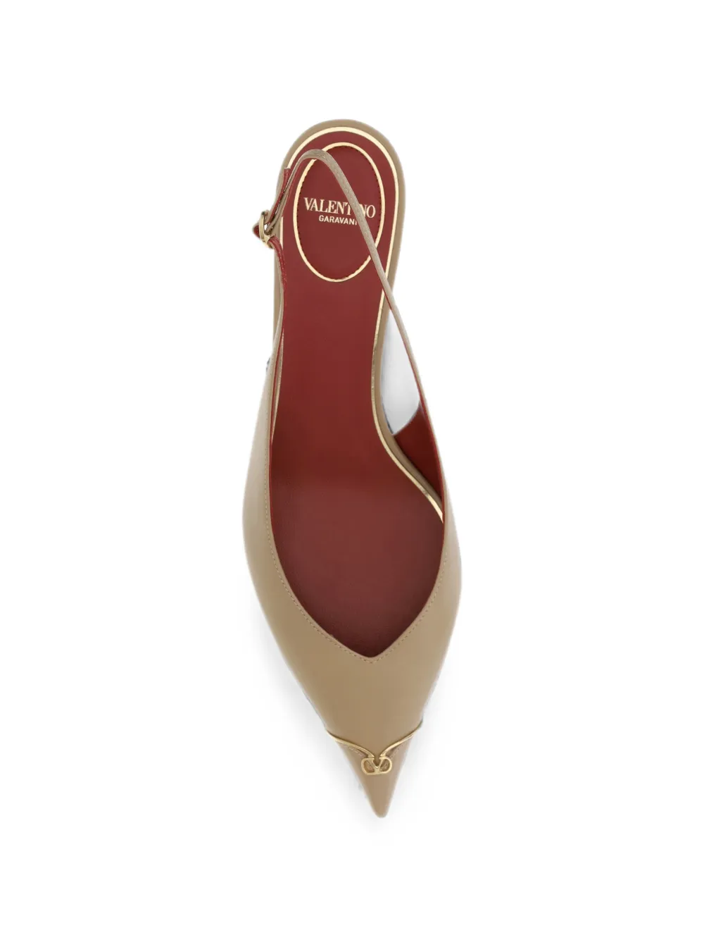 Valentino Garavani VLogo Heartip slingback pumps Beige