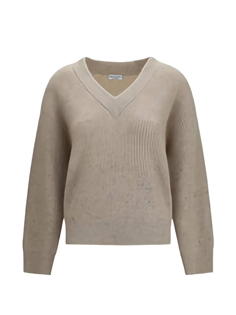 Brunello Cucinelli V-neck ribbed-knit sweater - Toni neutri