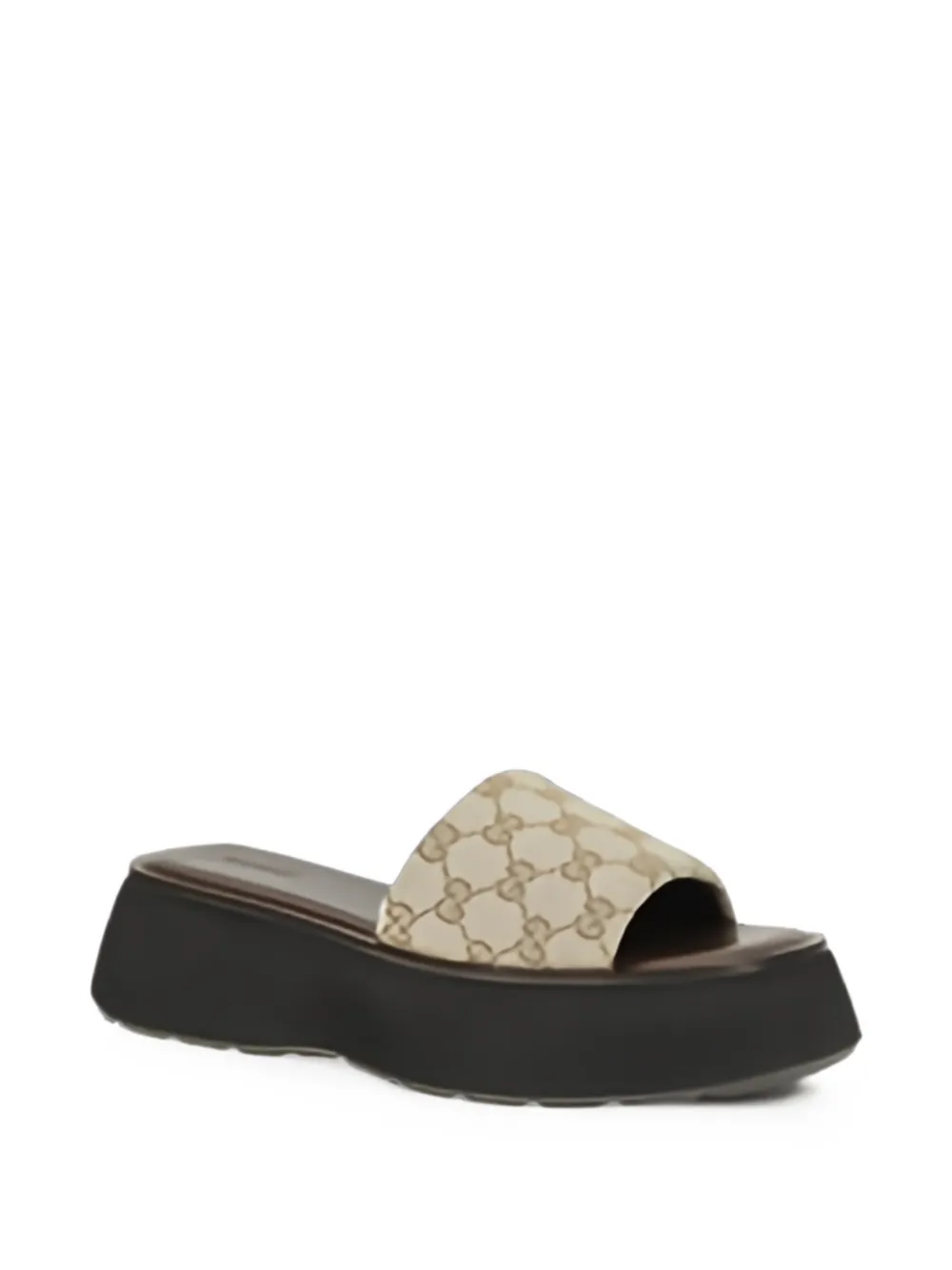 Gucci 45mm North Gg Monogram Canvas Platform Sandals In Multi