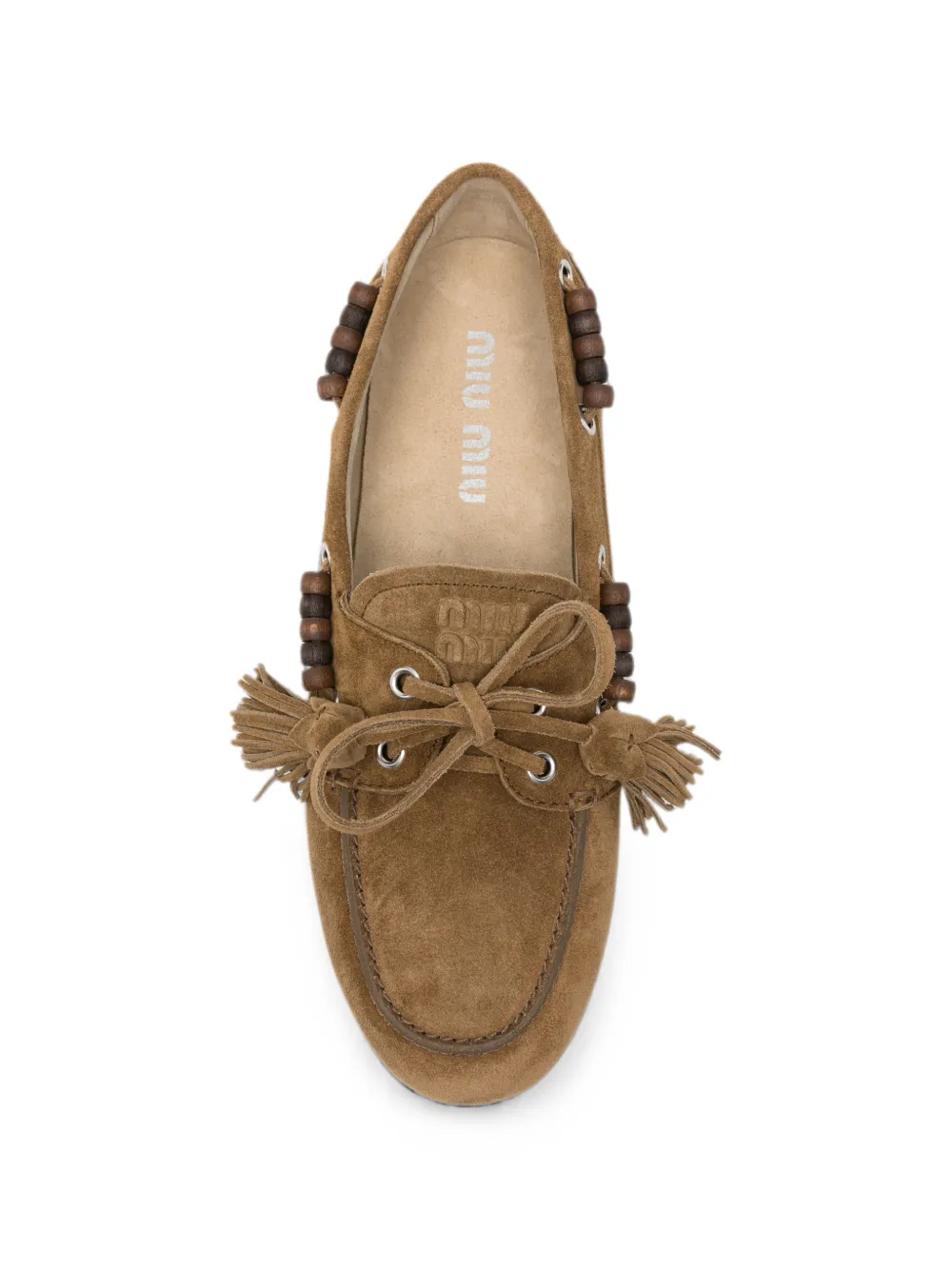 Miu tassel-detail beaded loafers Bruin