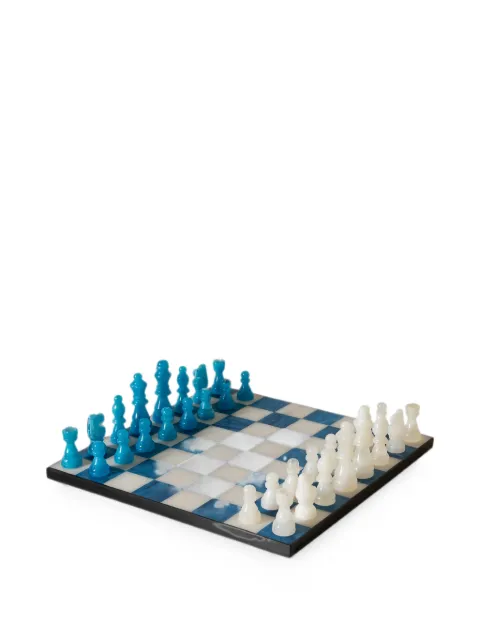CU I SEEYOU checkered alabaster chess set
