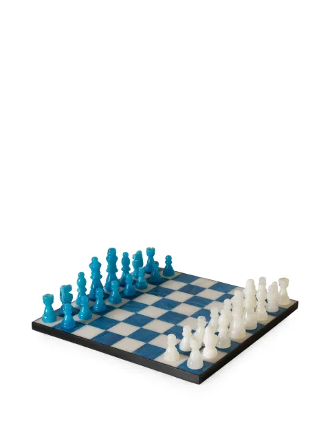 CU I SEEYOU checkered alabaster chess set