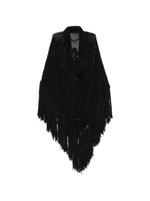 Chiara Is fringed crochet-knit cape