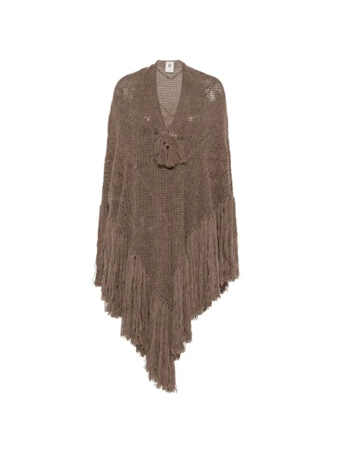 Chiara Is fringed-hem crochet-knit cape