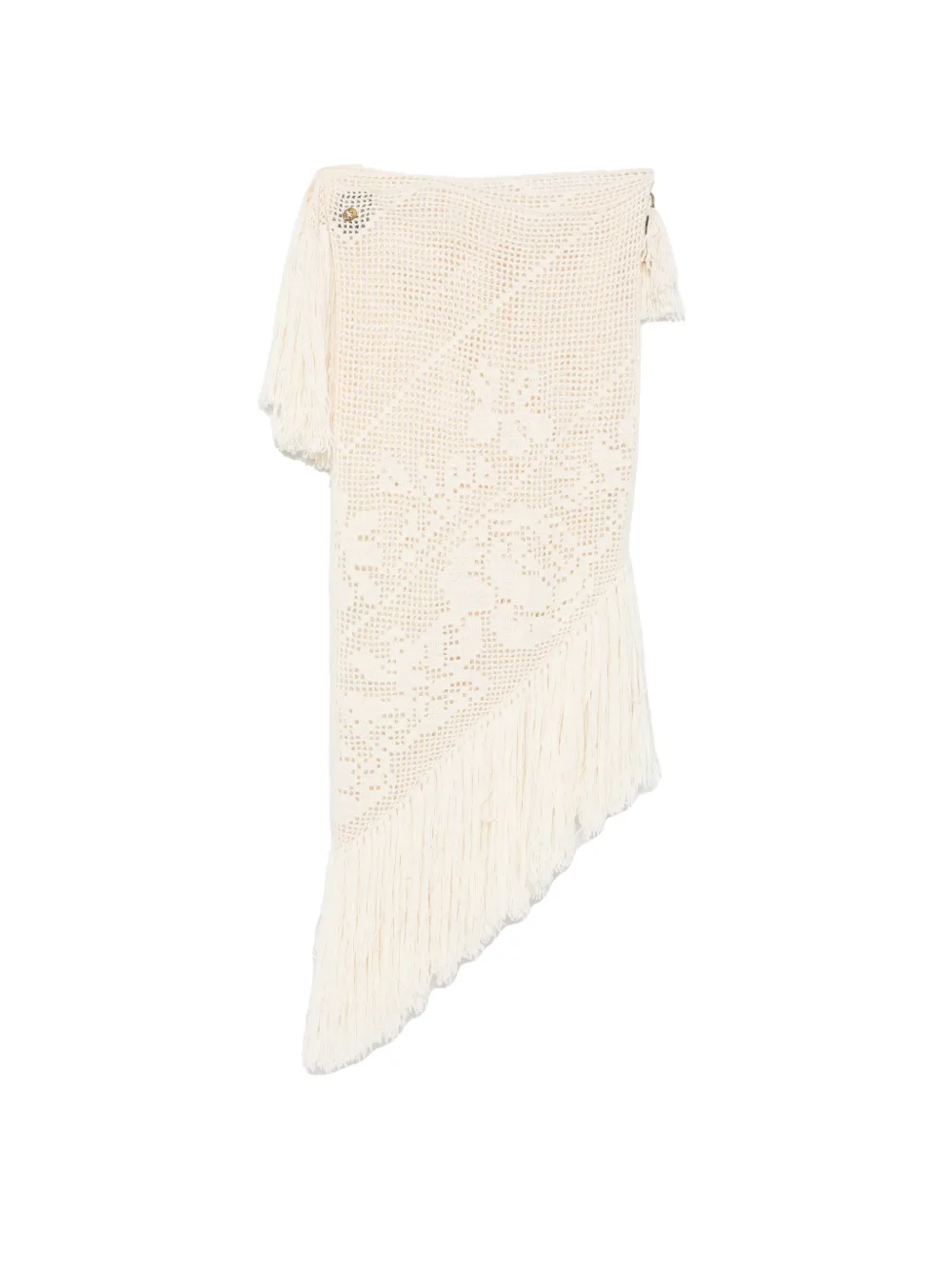 Chiara Is Lochstrick-Cape mit Fransenbesatz - Nude