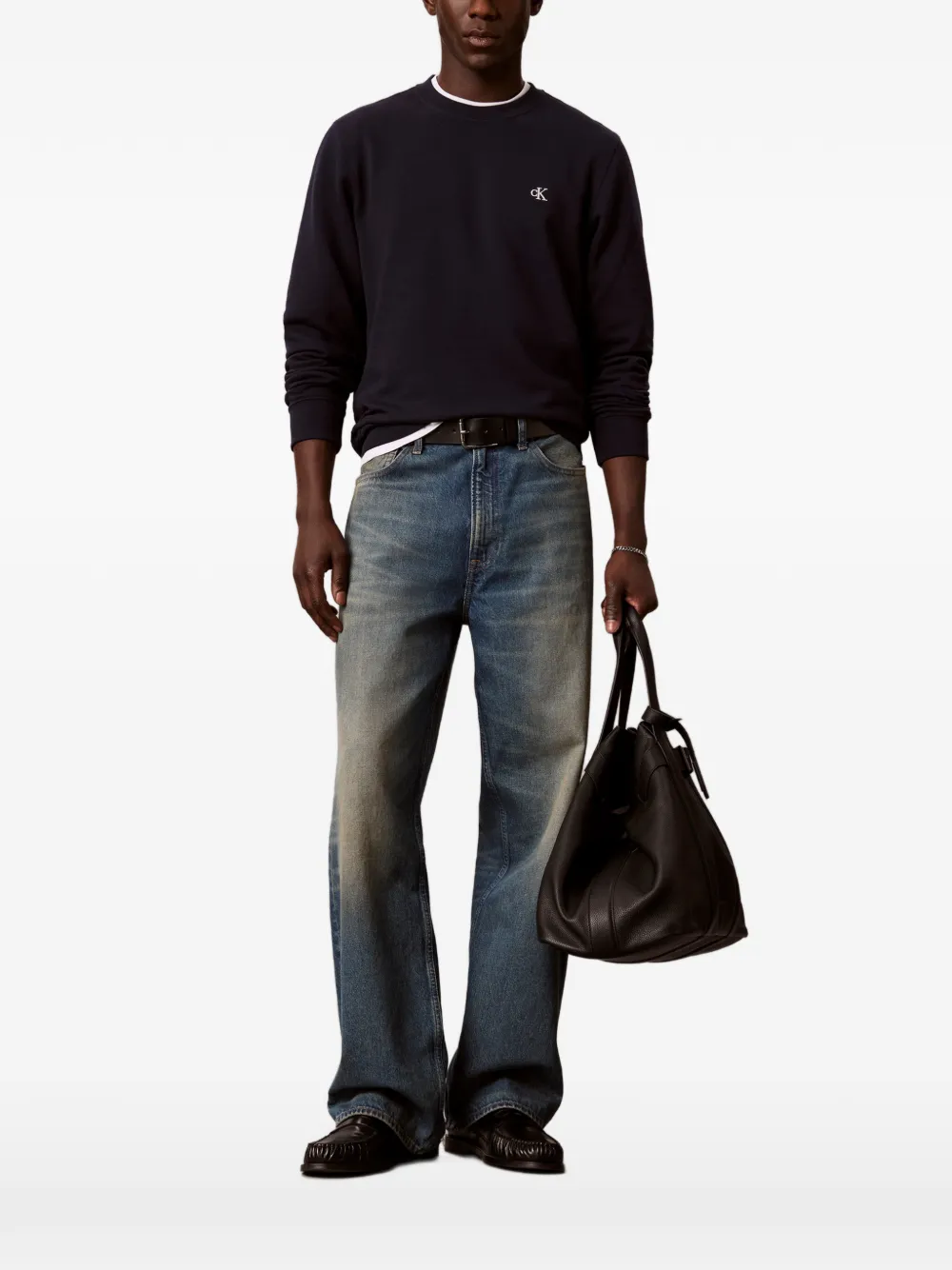 Calvin Klein Sweater met geborduurd logo Blauw