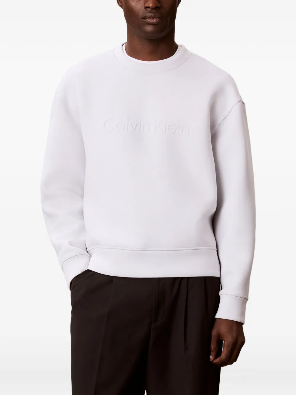 Calvin Klein logo-embossed dropped-shoulder sweatshirt - Bianco