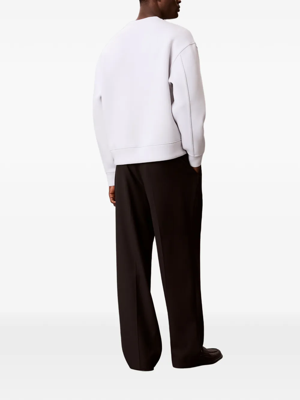 Calvin Klein Sweater met logo-reliëf en verlaagde schouders Wit