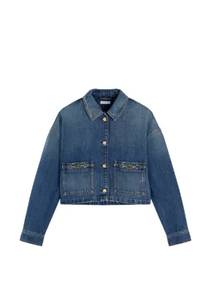AmiParisデニムブルー クロップドジャケット AMI Paris デニムジャケット | ブルー | FARFETCH JP