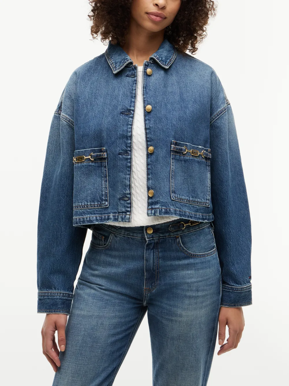 Tommy Hilfiger Cropped denim jack Blauw