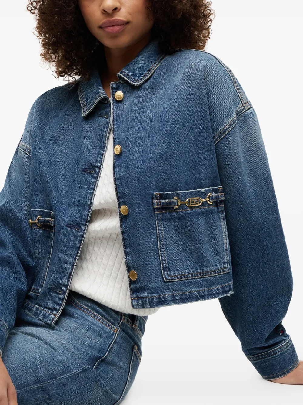 Tommy Hilfiger Cropped denim jack Blauw