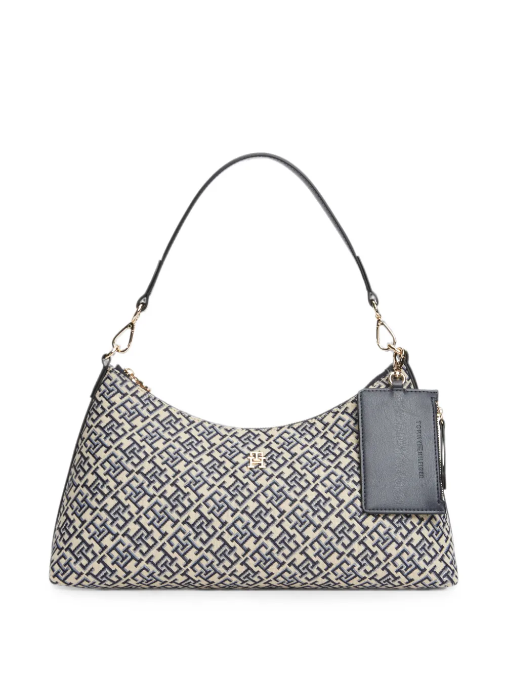 Tommy Hilfiger monogram-pattern logo-plaque shoulder bag - Nude