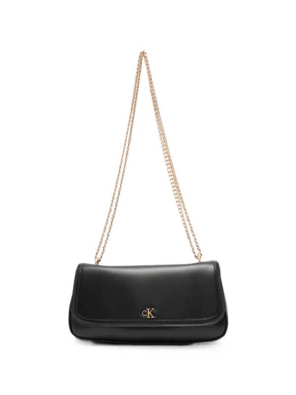 Calvin Klein Small Logo-plaque Chain-strap Shoulder Bag in Black