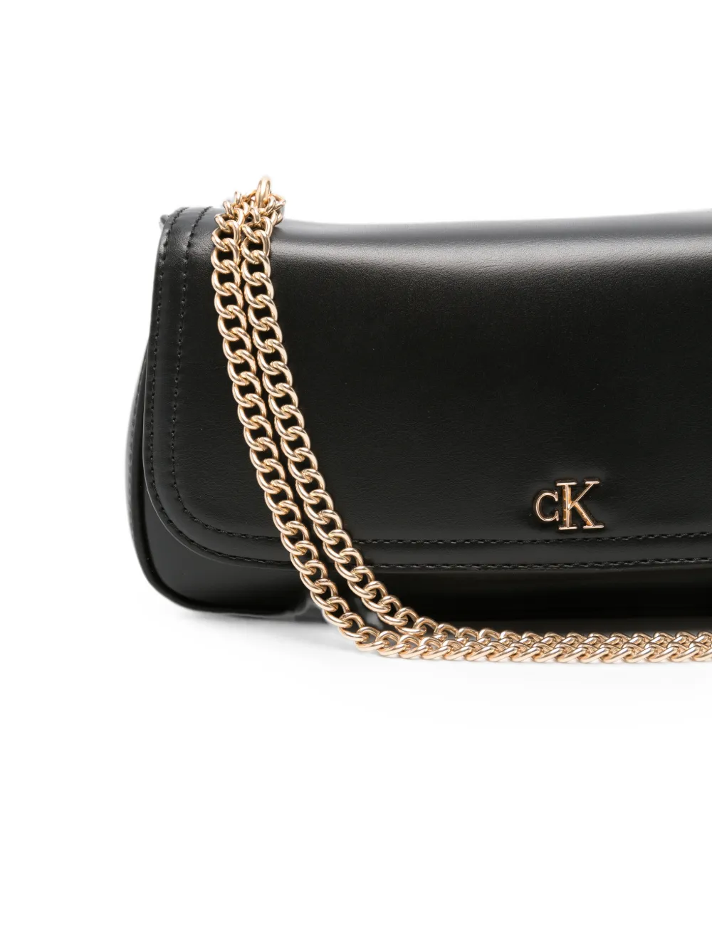 Calvin Klein Kleine shoudertas met logoplakkaat en kettingband Zwart