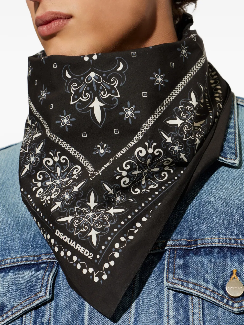 DSQUARED2 katoenen sjaal met barokprint Zwart