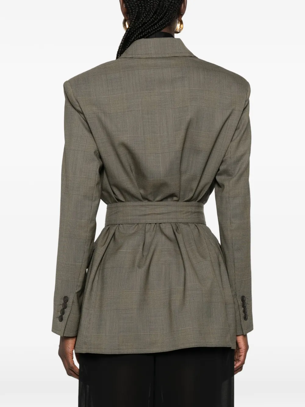 Max Mara Geruit jack met ceintuur Bruin