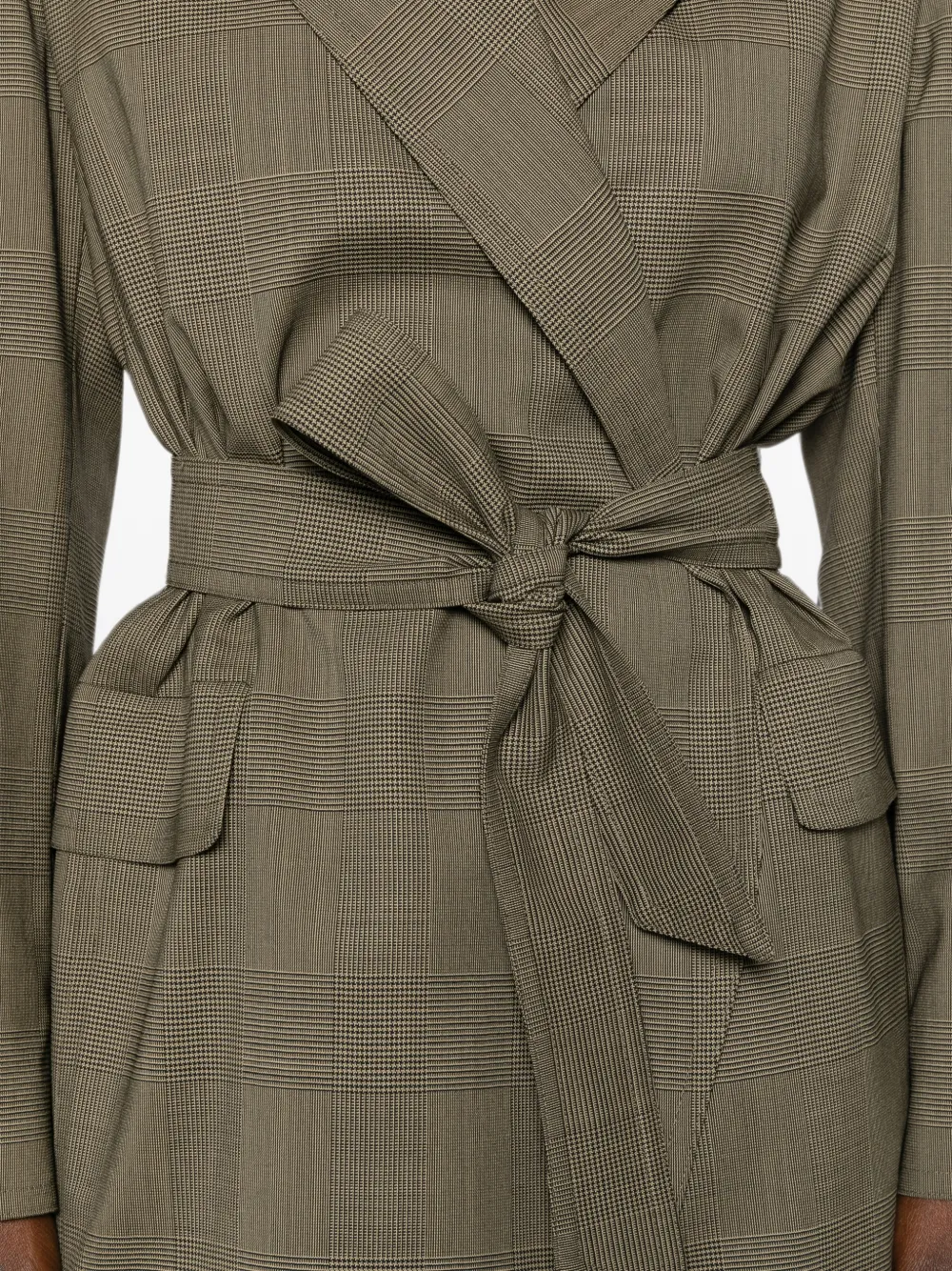 Max Mara Geruit jack met ceintuur Bruin