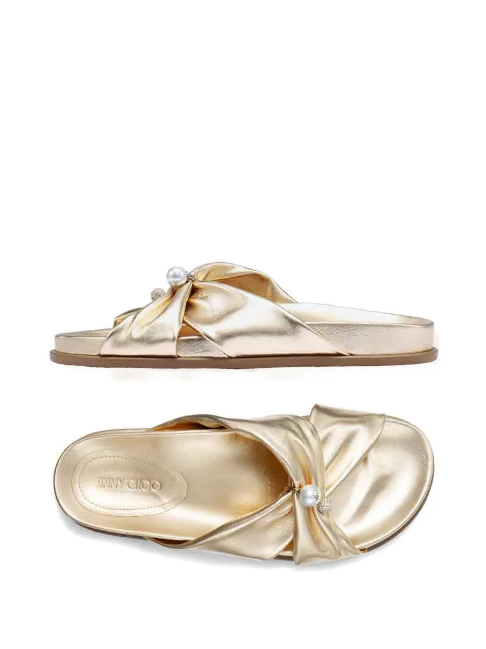 Jimmy Choo Rafi pearl-embellished leather sandals Goud