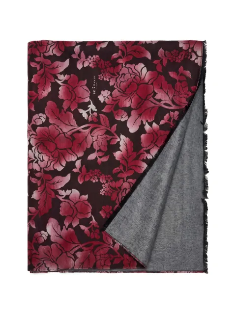 Kiton floral-print frayed scarf