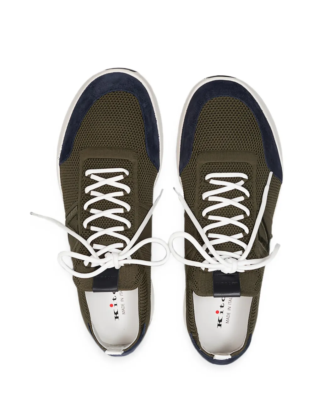 Kiton knit panelled sneakers Groen