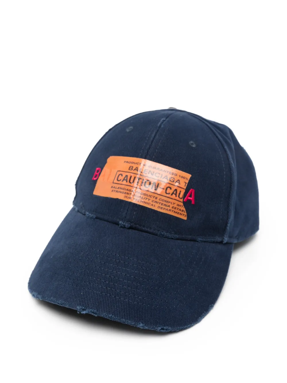 Balenciaga distressed logo-patch baseball cap - Blu