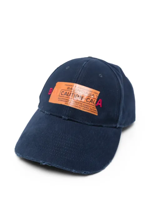Balenciaga distressed logo-patch baseball cap